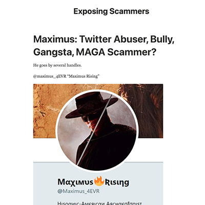 "Exposing Scammers" Blog